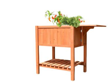 Preview: Hochbeet aus Holz mit einklappbarer Seitenablage 70x50x80 cm